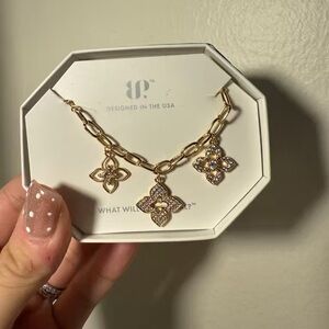 Gold Charm Bracelet with Floral Accents